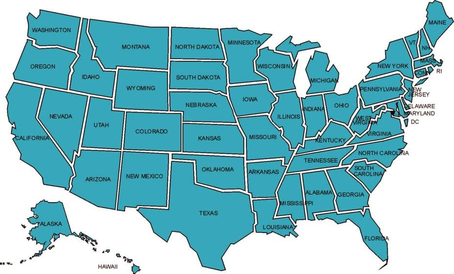 Map of the United States showing states with recommended garage door companies